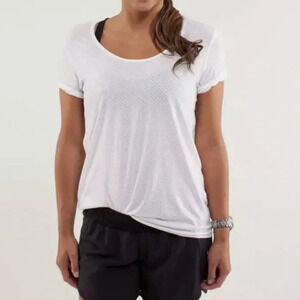 Lululemon Athletica Women’s‎ 4 Drish Short Sleeve Tee Mesh Burnout White